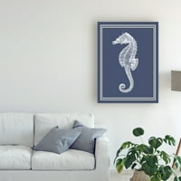 Zaštitni znak likovna umjetnost 'Mješovita nautička bijela boja na Indigo Blue d' platno umjetnost od Fab Funky