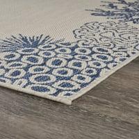 Vanjski tepih u nautičkom stilu s grafičkim printom od 7 '9', 7 '9', Plava i bijela