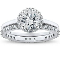 Zaručnički prsten s dijamantom s dijamantom i odgovarajućim prstenom vječnosti