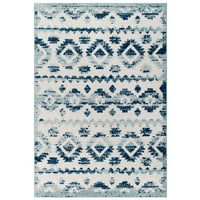 Apstraktni Marokanski tepih s dijamantnom rešetkom za unutarnju i vanjsku upotrebu u bjelokosti i plavoj boji
