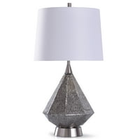 _ - Staklena stolna svjetiljka u obliku dijamanta sa suženim sjenilom bubnja - srebrna završna obrada s tamno