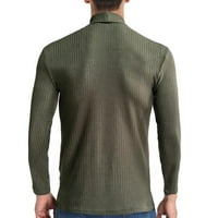 Hinvhai Sezonski klirens muškarci Čvrsto rebrasto vitko fit pleteni pulover kornjača džemper baza košulja vojska