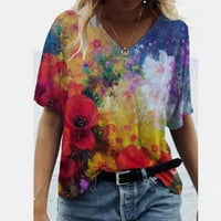 Majice za žene, ljetni modni casual cvjetni pulover, majice kratkih rukava i bluza u obliku slova A.