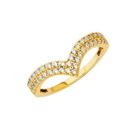 Nakit od žutog zlata od 14 karata, neobični prsten od kubičnog cirkonija, Veličina 9