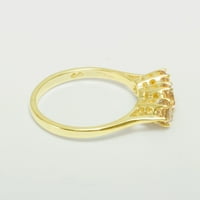 Ženski prsten za obljetnicu od 14k žutog zlata s prirodnim citrinom britanske proizvodnje - opcije veličine-Veličina