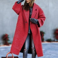 Ženski zimski kaput plus veličina casual Notch rever dugih rukava kaput od graška moda solidna topli salon kardigan