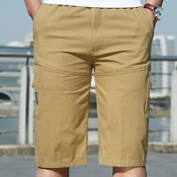 Muške golf kratke hlače ljetne casual fitness kratke hlače za izgradnju tijela jednobojne srednje duljine s džepom
