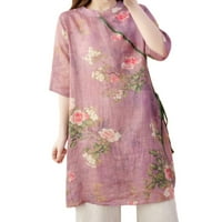 Ženska pamučna majica U donjem rublju, bluza s cvjetnim printom u kineskom stilu, labavi retro