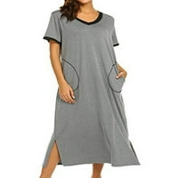 Ženska spavaćica s kratkim rukavima, pidžama s kratkim rukavima, jednobojna haljina za spavanje, pidžama, spavaćica