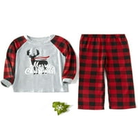 BrilliantMe odgovarajuća obiteljska božićna pidžama set, slova jezgara gornje karirane hlače Set Sleepwear
