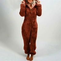 Žene s kapuljačom s dugim rukavima pidžama casual zima toplo roppe kava za spavanje xxl f780