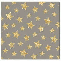 Wynwood Studio 'Zlatne zvijezde uzorak' Astronomija i svemirski zid Art Canvas Print - Zlato, sivo, 20 20