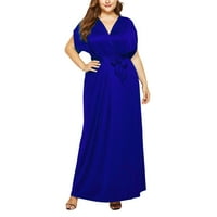 Ženska ljetna jednobojna haljina kratkih rukava velike veličine duga ležerna haljina širokog kroja