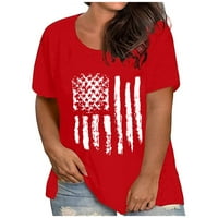 Ženska patriotska havajska košulja američka zastava tiskanje vrhovi okrugli vrat kratki rukav crveni xl