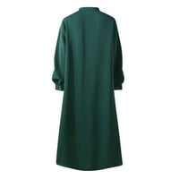 Ženske maksi haljine s dugim rukavima, labava ljetna haljina A kroja s izrezom u obliku slova A, Zelena
