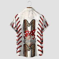 Majica s printom bejzbola od 3 inča muške košulje s kratkim rukavima s reverom majice s printom muške košulje