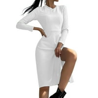 Rasprodaja u Midi hip hop haljinama s dugim rukavima za žene ženske uske modne Ležerne haljine s okruglim vratom