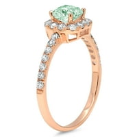 1. dijamant Dijamant-rez Princess imitacija zeleni dijamant od ružičastog zlata 14 karata Halo Solitaire s umetcima