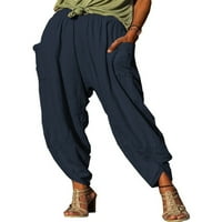 Ženske Ležerne Harem hlače u donjem rublju široke široke hlače visokog struka sužene hlače s džepom