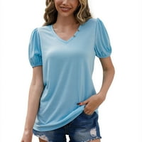 Topovi za žene, ženski Top Plus size bluza s dugim vratom u boji, Majica s običnim rukavima, kratka modna ležerna