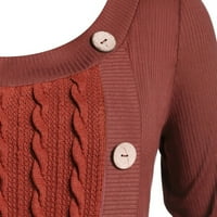 Džemperi za žene s okruglim vratom modna jednobojna Rebrasta pletena majica dugih rukava jesenski mekani puloveri