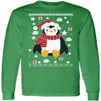 Božićna majica s pingvinom za muškarce dugih rukava Bbc-Bbc, Bbc, Bbc, 2BC-Božićna muška majica s grafičkim printom