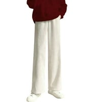 Ženske jednostavne Ležerne jednobojne baršunaste hlače s elastičnim elastičnim strukom široke Ležerne hlače jedne