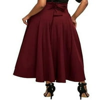 Musuos Women A-Line Elegantna suknja s visokim strukom kravata prednja prednja strana s džepovima maxi suknja
