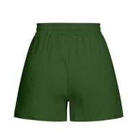 Ženske kratke hlače solidne boje ležerna široka noga labava čipkastih hlača zelene xxl