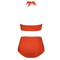 Daznico Women Swimsoits Women Plus veličine solidne dva kupaća kostima čipka Up Bikini s visokim strukom, push-up
