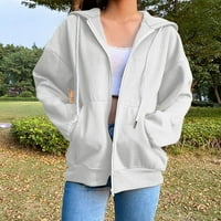 Dabuliu žene zip up hoodie casual predimenzion obične kapuljače y2k estetska vreća s vrećama trendy jakna tinejdžerice