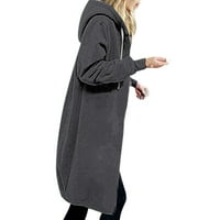 Ženska jednobojna majica s kapuljačom duga jakna dugih rukava ležerna jakna s patentnim zatvaračem topla jakna