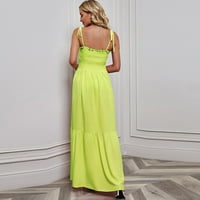 Ženske maksi haljine bez rukava modna ljetna Maksi haljina s otvorenim leđima u fluorescentnoj zelenoj boji