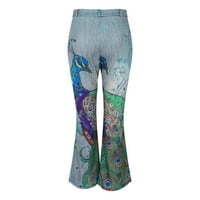 Ženske duge Ležerne široke hlače s raznolikim printom, udobne zvonaste hlače u donjem dijelu