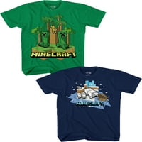 Minecraft Jungle Bears Boys Cratki rukav grafička majica, 2-pak, veličina XS-XXL