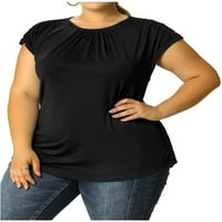 Ljetne Ležerne bluze za žene Plus veličine s okruglim vratom i volanima s kratkim rukavima