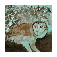 Likovna umjetnost s potpisom stojeća sova na platnu Cecile Broz