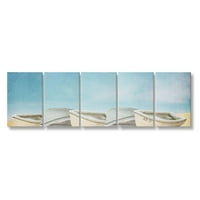 Pomorski brodovi na Plaži pješčani krajolik smeđe i plavo platno zidni umjetnički dizajn Kim Allen, komad, 10