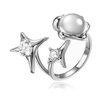 Prsten s križem i zvijezdom cirkonijev prsten kažiprst prsten s otvorenim prstenom koji se može složiti nakit