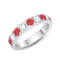Luksuzni prsten od bijelog zlata 18k okruglog reza s imitacijom dijamanta i rubina za žene, veličina prstena-13,5