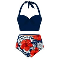 Kupaći kostimi za žene s cvjetnim printom, crop topovi visokog struka + kratke hlače, Dva kupaća kostima, kupaći