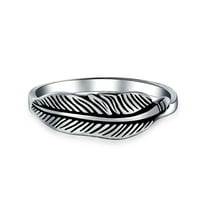 Zapadni nakit prsten s perjem i lišćem od srebra