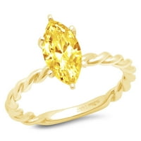 2,0 karatni žuti imitirani dijamant Markiz, 14 karatna gravura od žutog zlata, izjava, Godišnjica zaruka, vjenčani