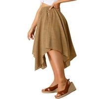 Jedinstveni prijedlozi Ženska midi suknja s prugastim elastičnim pojasom i lepršavim rupčićem