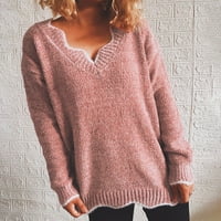 Ženski kardigan s dugim rukavima, džemper s dugim rukavima, Klasični pleteni kardigan s izrezom u obliku slova