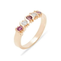 Ženski prsten vječnosti od 14k britanskog ružičastog zlata s prirodnim ružičastim turmalinom i kubičnim cirkonijem