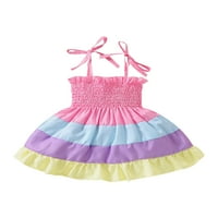 Dječja haljina za ljeto, dječja Casual odjeća kontrastne boje Bez rukava s volanima i naramenicama, od 3 mjeseca