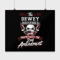 Prezime Dewey Poster - kućanstvo zaštićeno 2. drugom amandmanom - Personalizirani pokloni ljubitelja oružja s