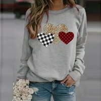 Ženski jednobojni džemper s okruglim vratom s dugim rukavima majica s printom ljubavi za Valentinovo tunika pulover