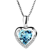 Ogrlice za žene poklon za Valentinovo srebrno srce privjesak Od Kristala i kamenja ogrlica od lanca Ženski nakit